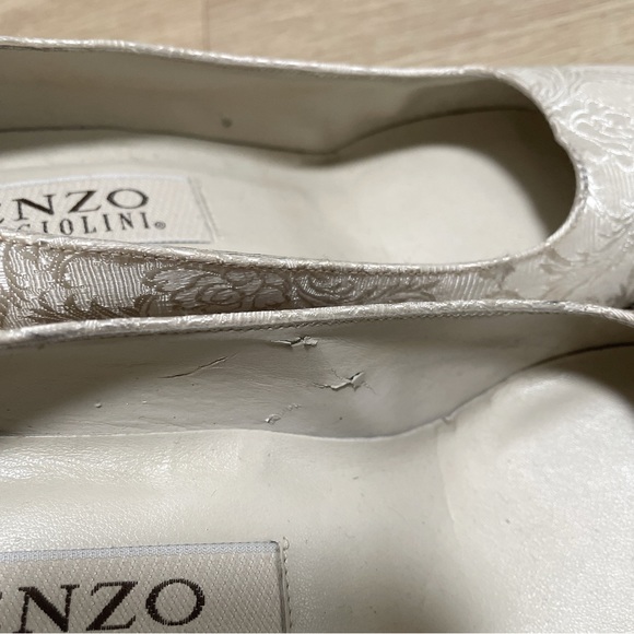 enzo angiolini white laces print heels size 6 - Picture 3 of 5